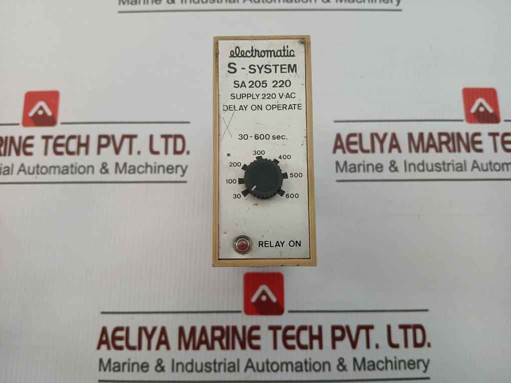 Delay-on-operate Timer Relay 30-600 Sec Electromatic Sa 205 220
