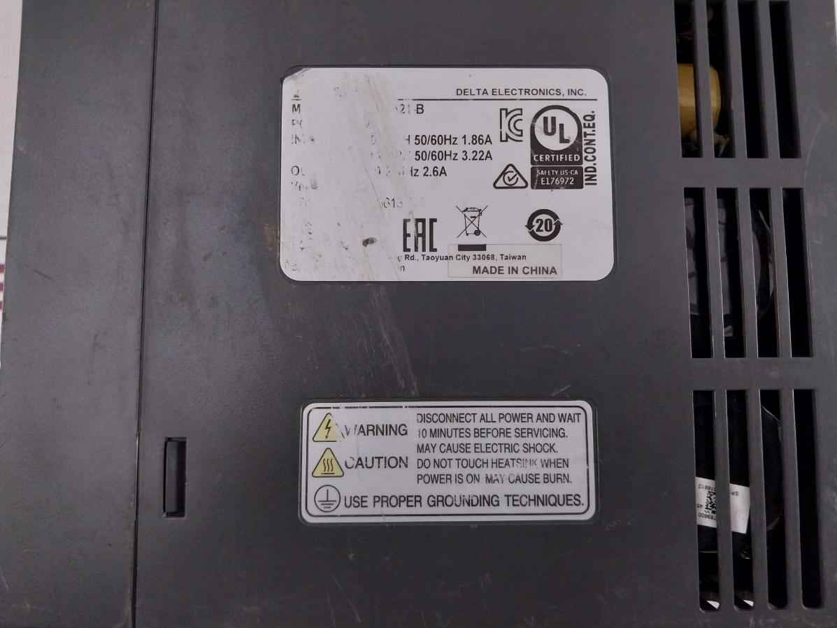 Delta Asd-b2-0421-b Servo Drive 200-230V 3Ph 50/60Hz 1.86A (Not Working)