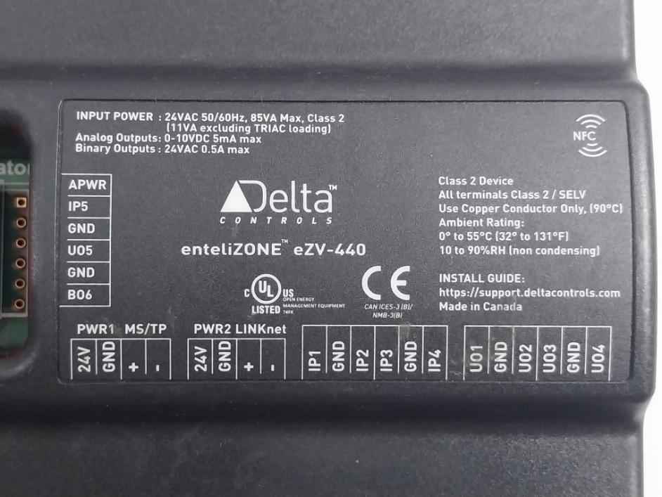 Delta Ezv-440 Programmable Vav Controller 24vac/50-60hz