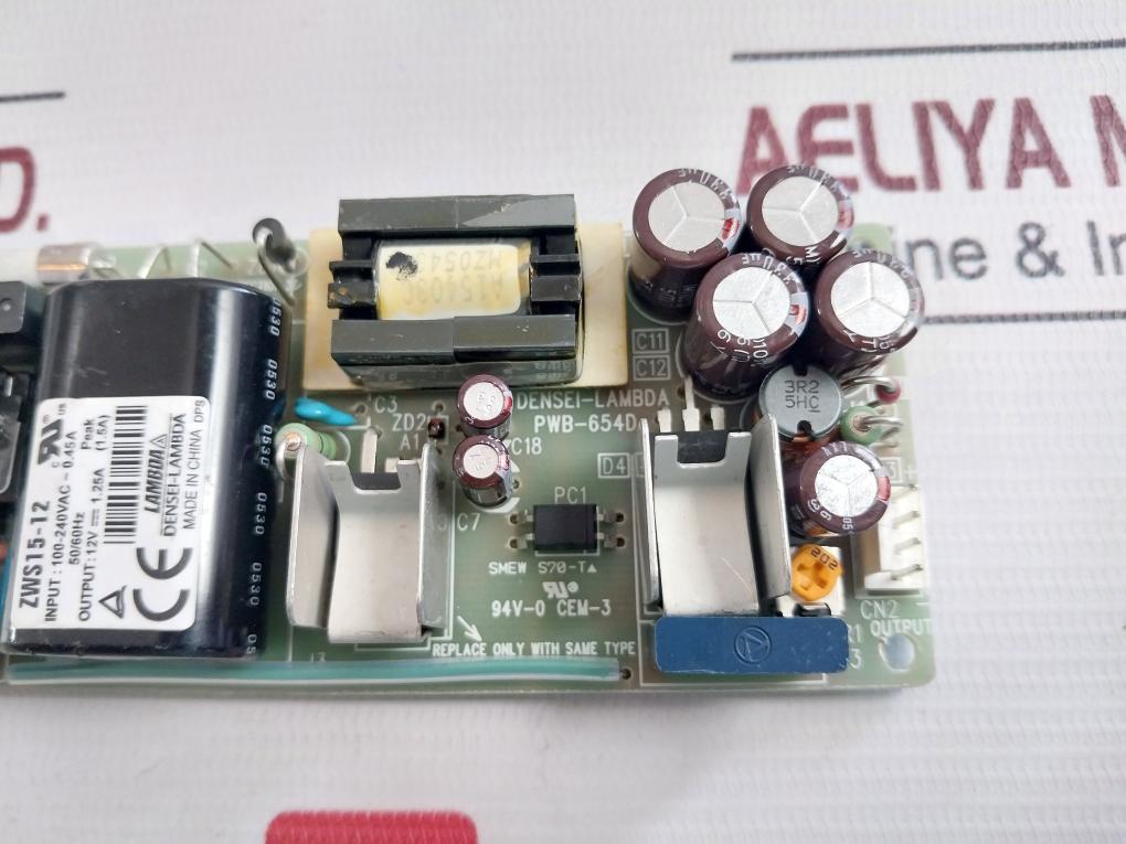 Densei-lambda Pwb-654D Power Supply Board Smew S70-t Zws15-12 100-240Vac 0.45A