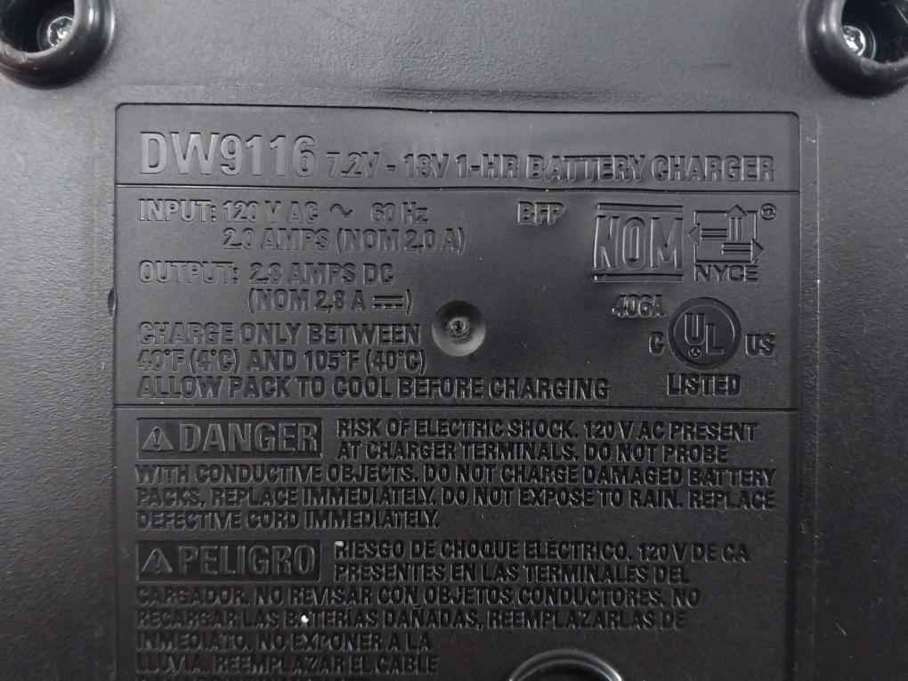 Dewalt Dw9116 1-hour Automatic Battery Charger 7.2V–18V