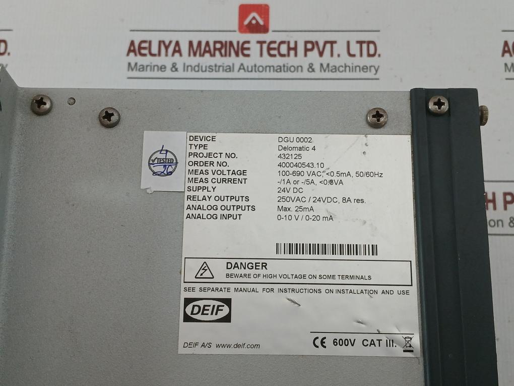 Dgu 0002 Delomatic 4 Generator Control System Deif 24Vdc 50/60Hz