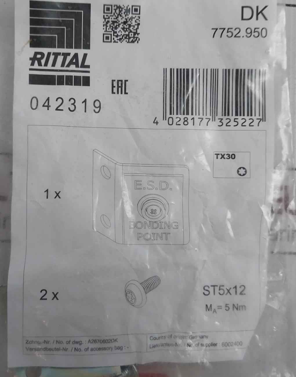 Rittal Dk 7752.950 E.S.D.Connection Bonding Point Ma= 5 Nm St5 X 12