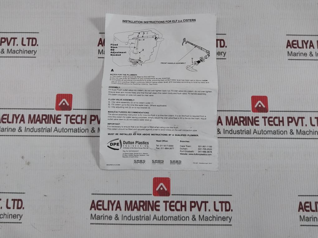 Dpe Supa Flush Outlet Valve Set
