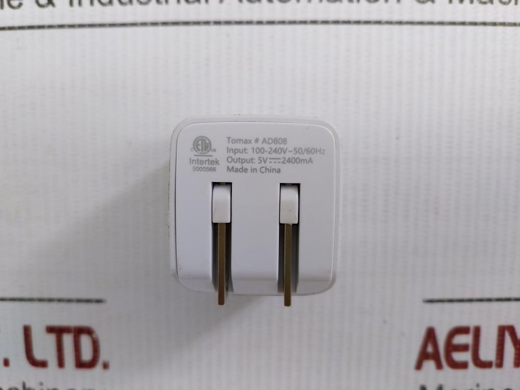 Dual Usb Charger Adapter 100-240V 50/60Hz Output 5Vdc 2400Ma Tomax Ad808