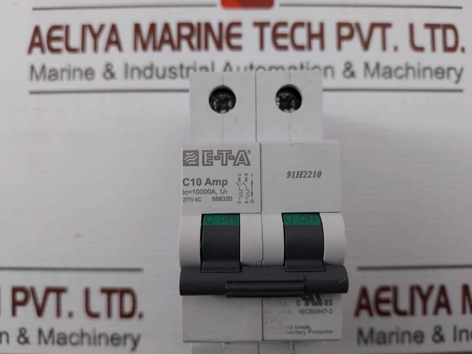 E-t-a 91H2210 2 Pole Thermal-magnetic Circuit Breaker 1-ph 10000A 277Vac 10Ka