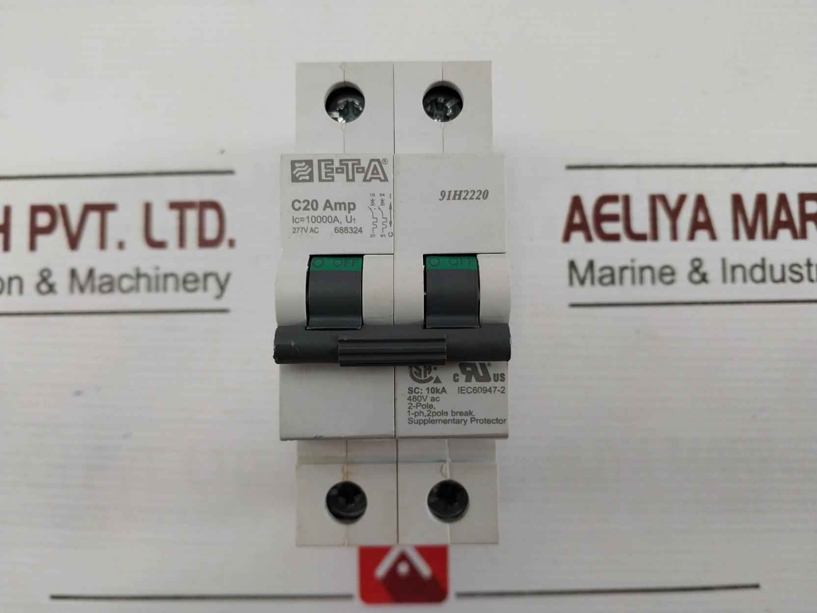 E-t-a 91H2220 2 Pole Thermal-magnetic Circuit Breaker 1-ph 10000A 277Vac