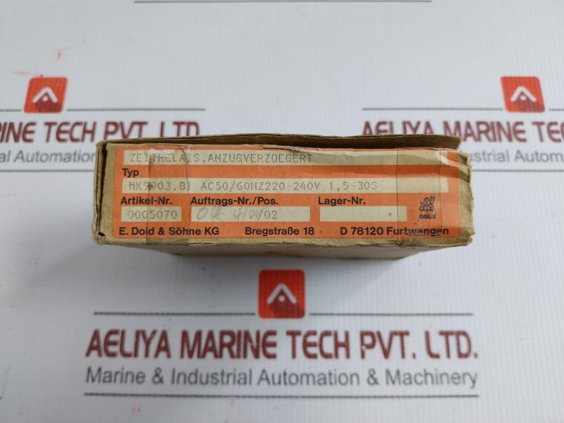 E. Dold & Sohne Time Delay Relay 50-60Hz/220-240V Part No. Mk 9903.81