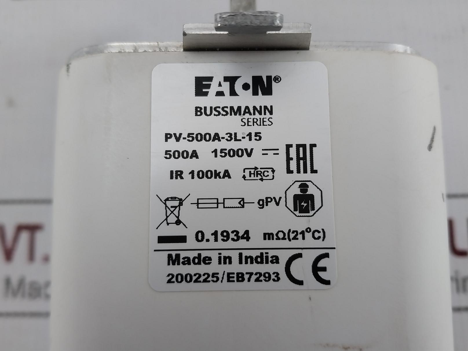 Eaton/Bussmann Series Pv-500A-3L-15 High-speed Pv Fuse 500A 1500Vdc