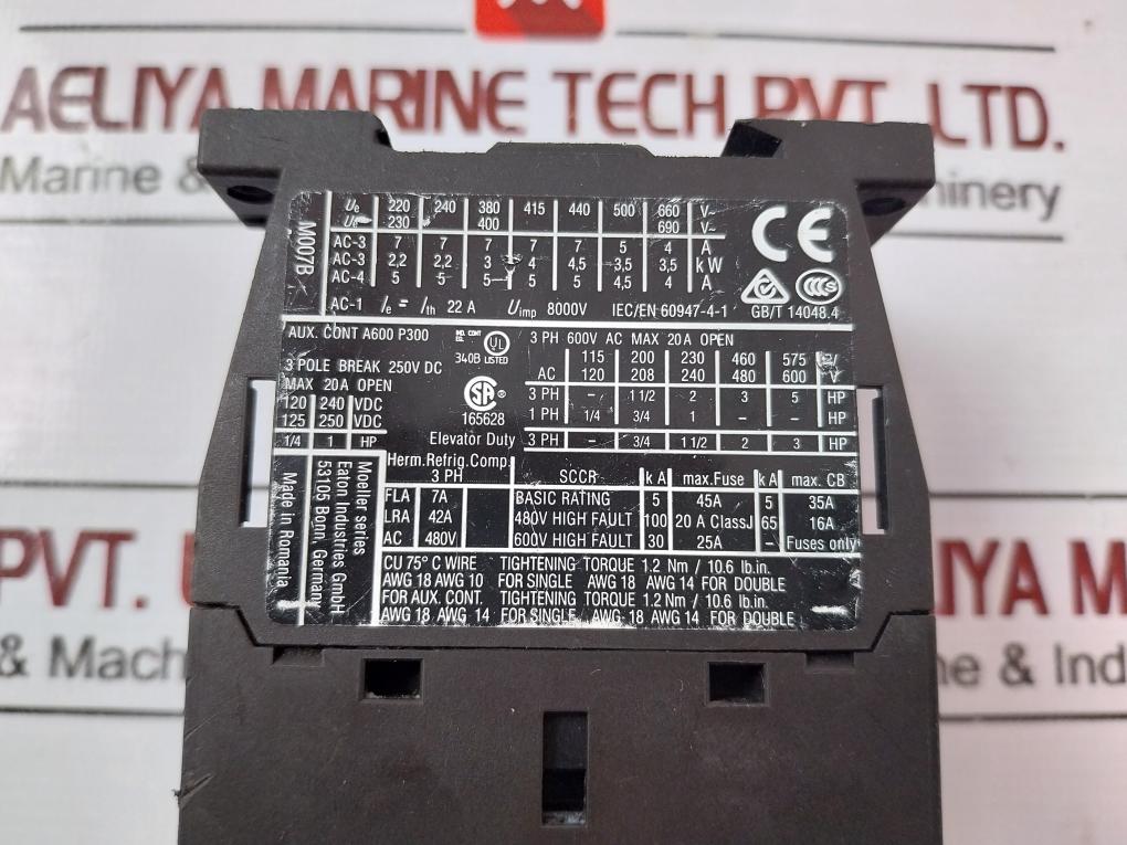 Eaton Dil M7-10 Contactor Xtce007B10 3-pole 22A 8000V 