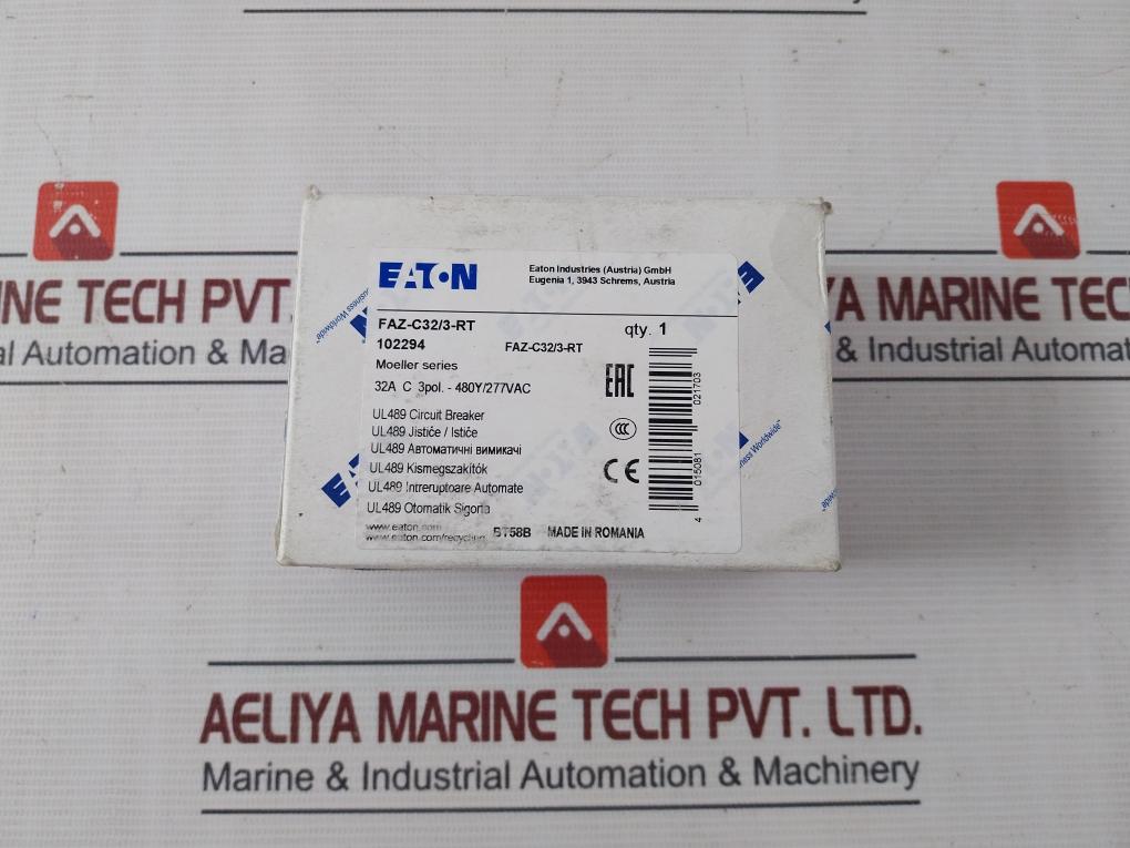 Eaton Faz-c32/3-rt Miniature Circuit Breaker Ul489 3 Pole 440V 50/60Hz 32A 4Kv