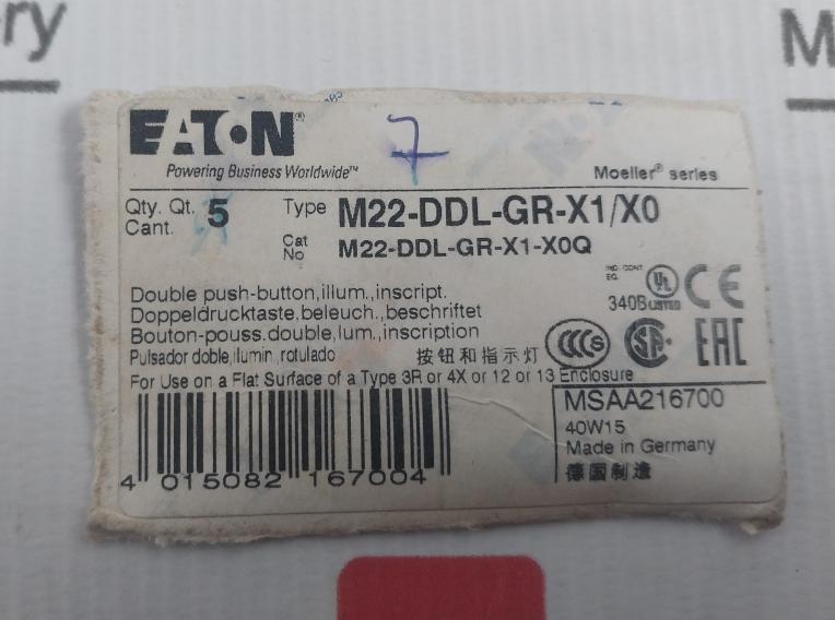 Eaton M22-ddl-gr-x1/X0 Modular Pushbutton Msaa216700