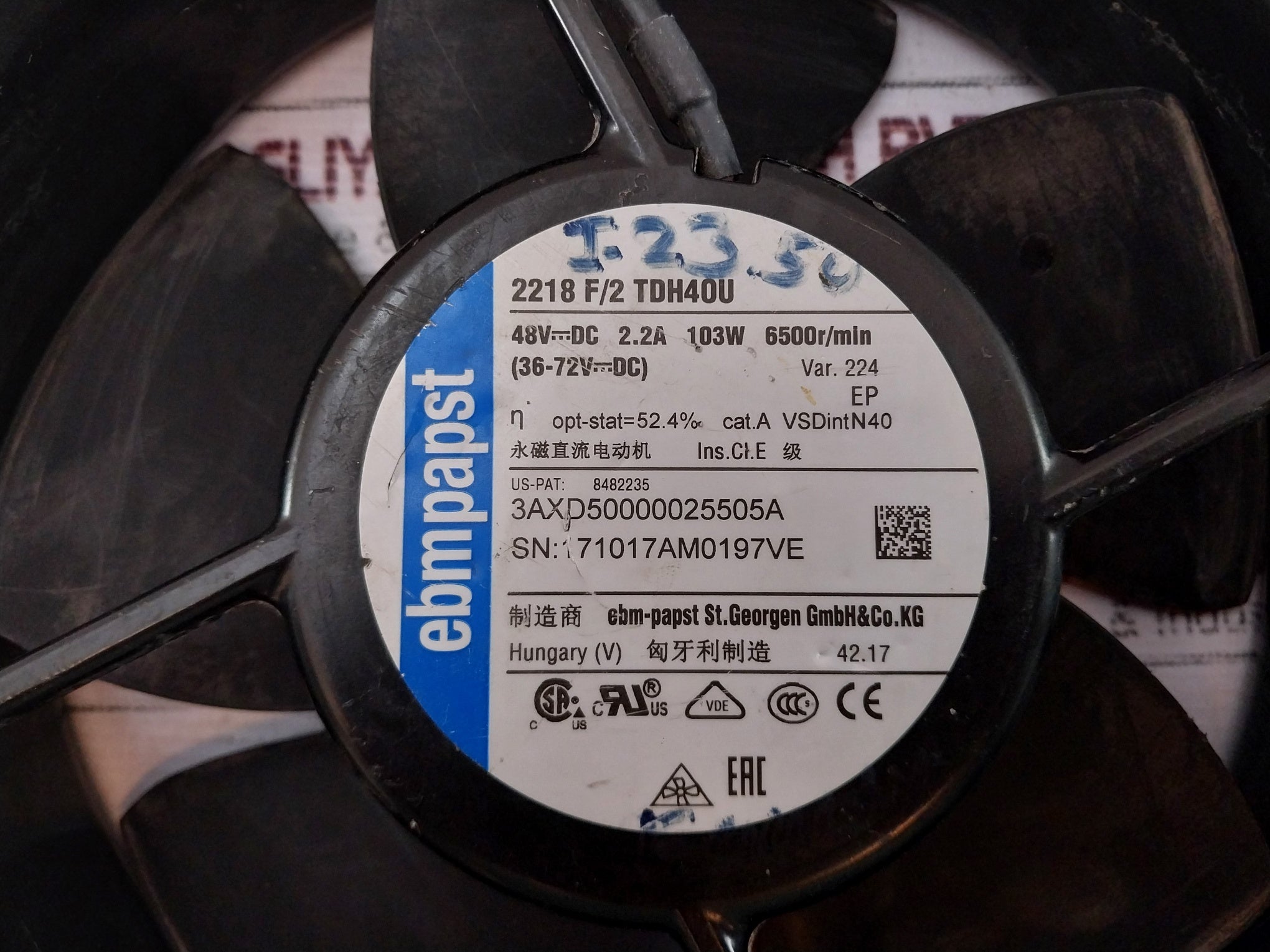 Ebm-papst 2218 F/2 Tdh40U Cooling Fan