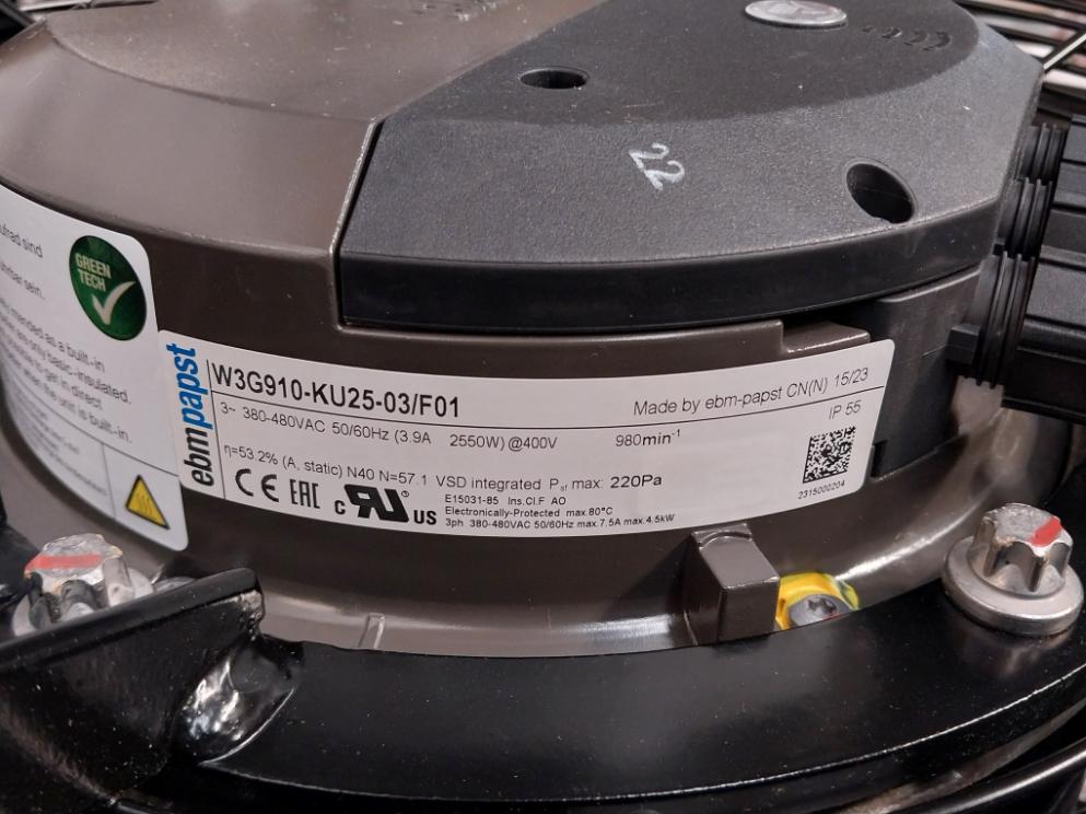 Ebm-papst W3G910-ku25-03/F01 50/60Hz 380-480Vac Flow Fan W/ Air Coil
