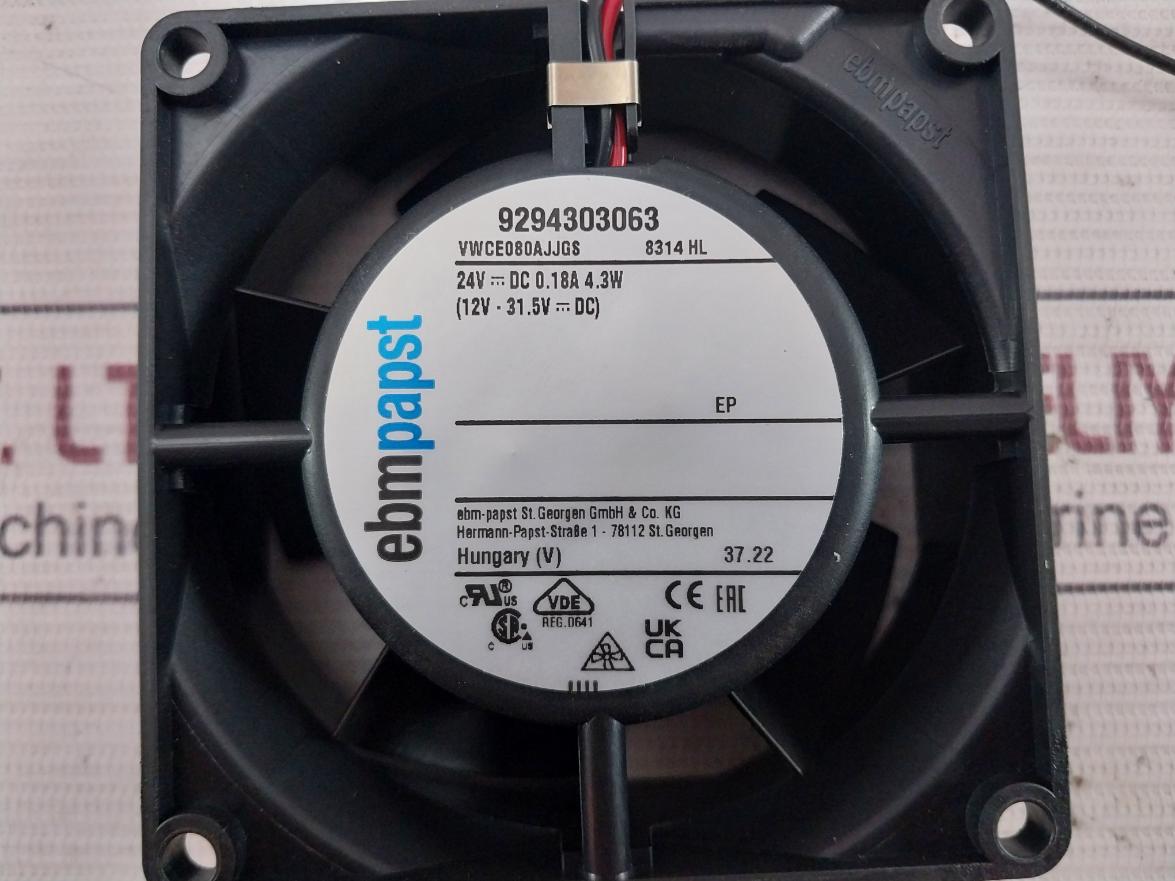 Ebm Papst 8314 Hl Dc Axial Compact Fan 24V Dc 0.18A 4.3W