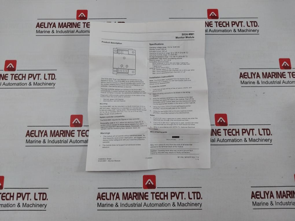 Edwards Systems Technology Monitor Module Siga-mm1