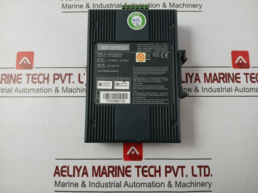 Eki-1221-be 1-port Modbus Gateway 12-48Vdc-0.7A Max Advantech