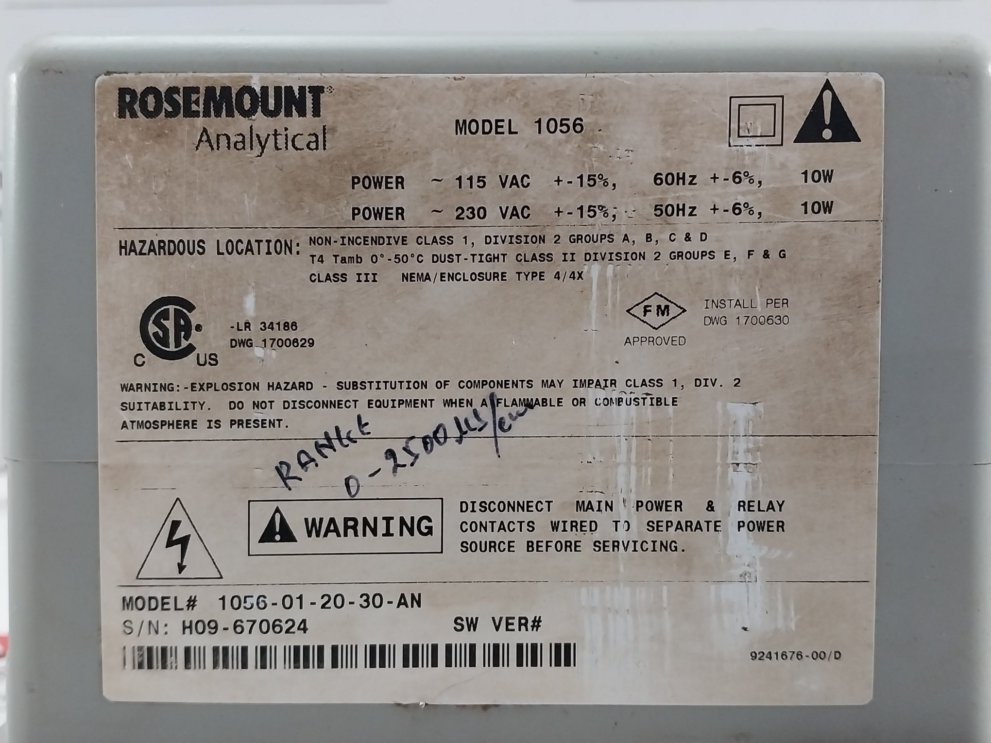 Emerson 1056-01-20-30-an Liquid Analyzer