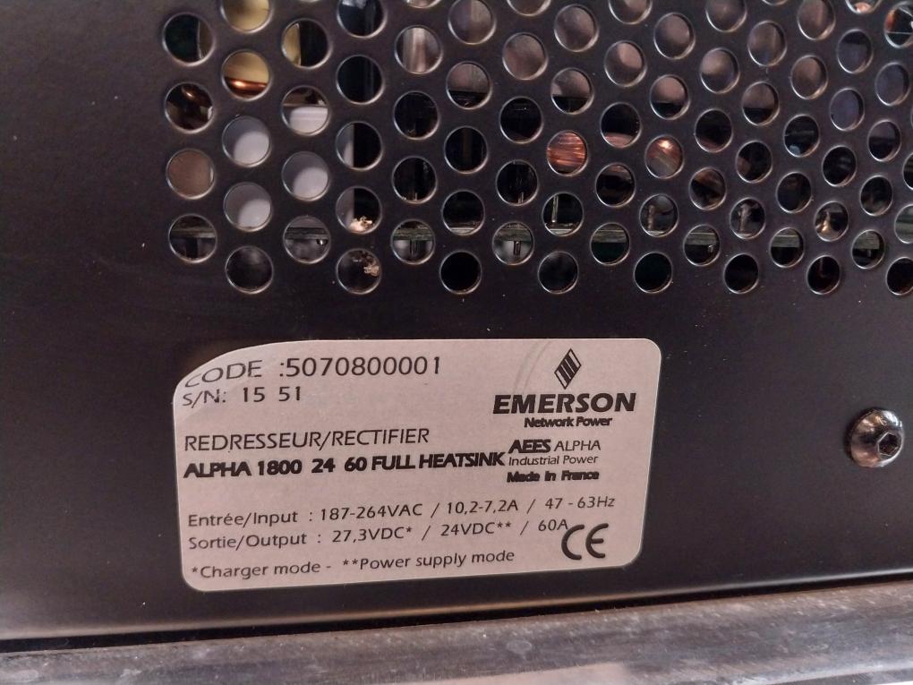 Emerson Alpha 1800 24 60 Rectifier Module 5070800001 187-264Vac 47-63Hz