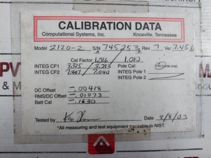 Emerson Csi 2120-2 2120a Series Machinery Analyzer Rev 7 Ver 7.45b