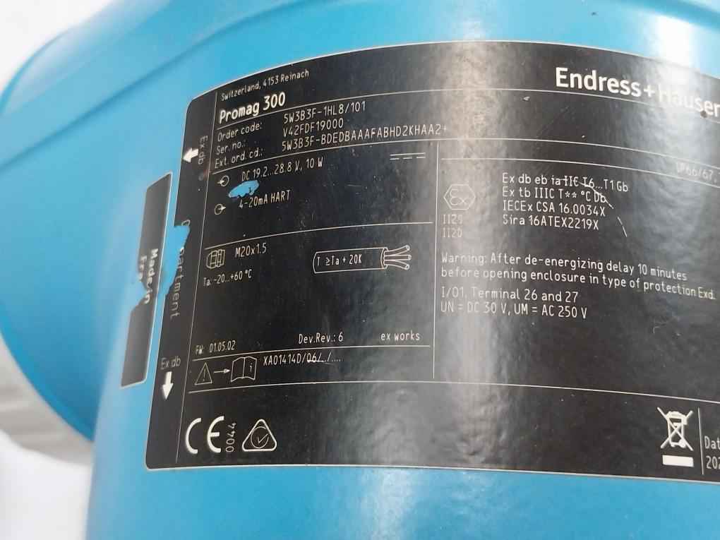 Endress+Hauser 5W3B3F-1Hl8/101 Electromagnetic Flow Tube Meter 10 Bar