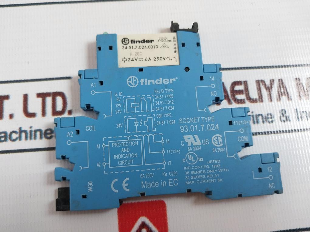 Lot of 5X Finder 93.01.7.024 Ultra Thin Power Relay Socket
