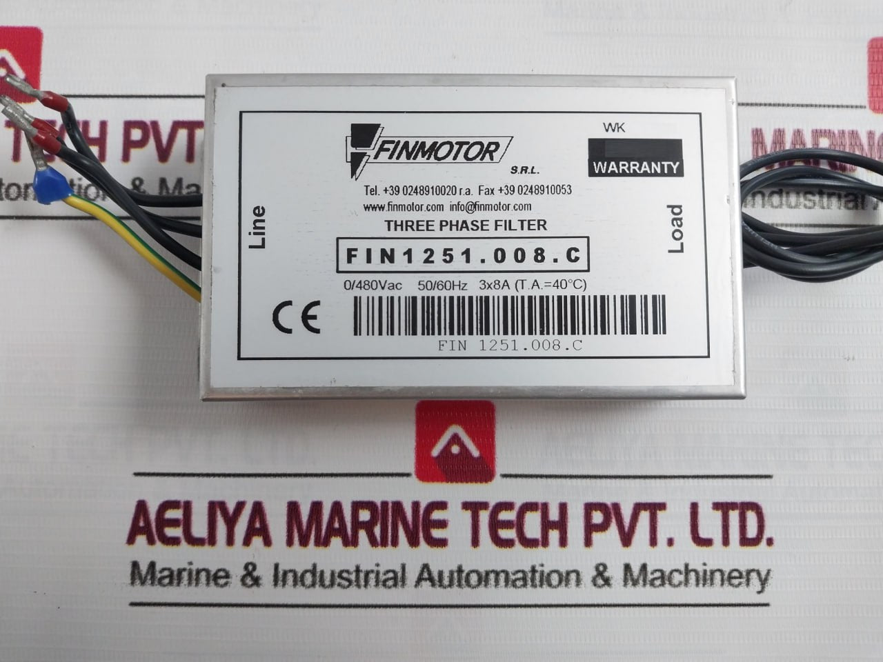 Finmotor Fin1251.008.C Three Phase Filter 0/480Vac 50/60Hz 3X8A (T.A.=40°C)