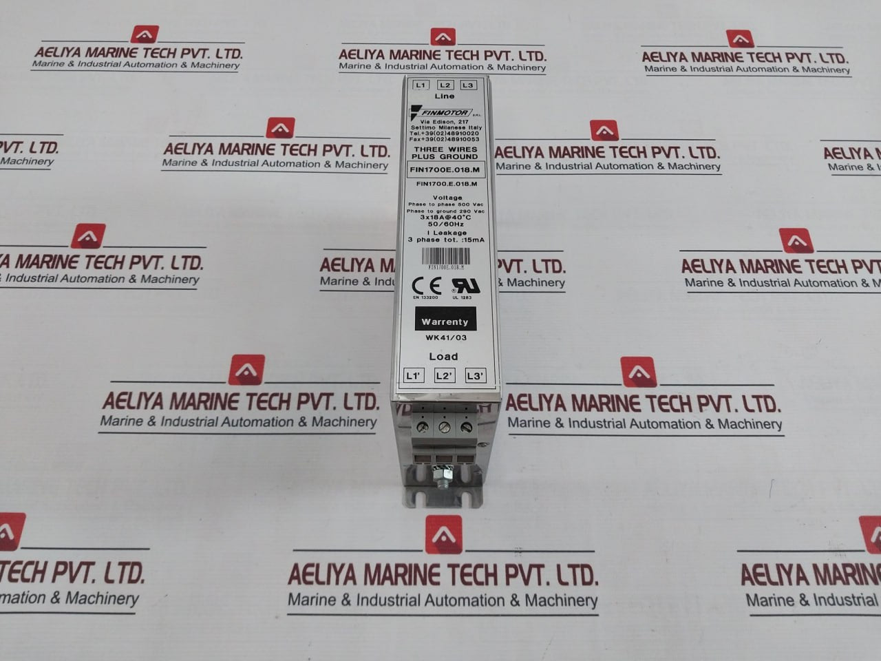 Finmotor Fin1700E.018.M Three Phase Filter 500 Vac 3X18A At 40C 50/60Hz 15Ma