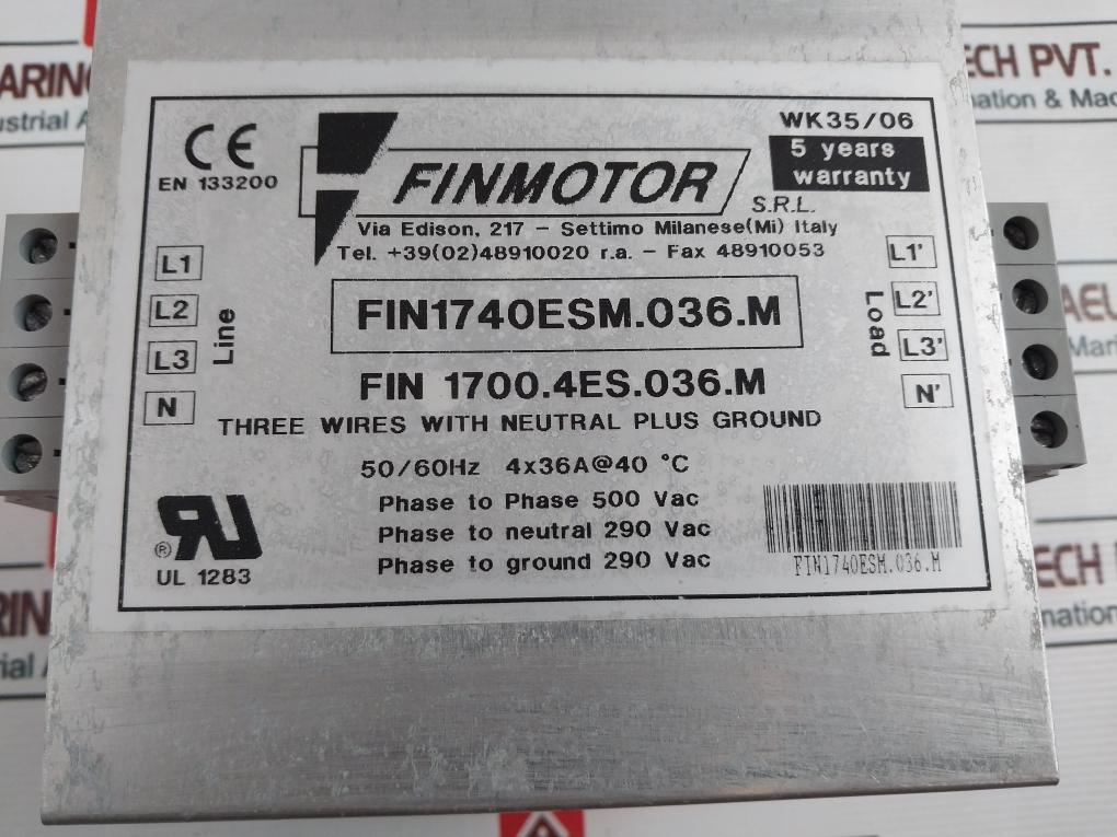 Finmotor Fin1740Esm.036.M Emi Filter 50/60Hz 4X36A