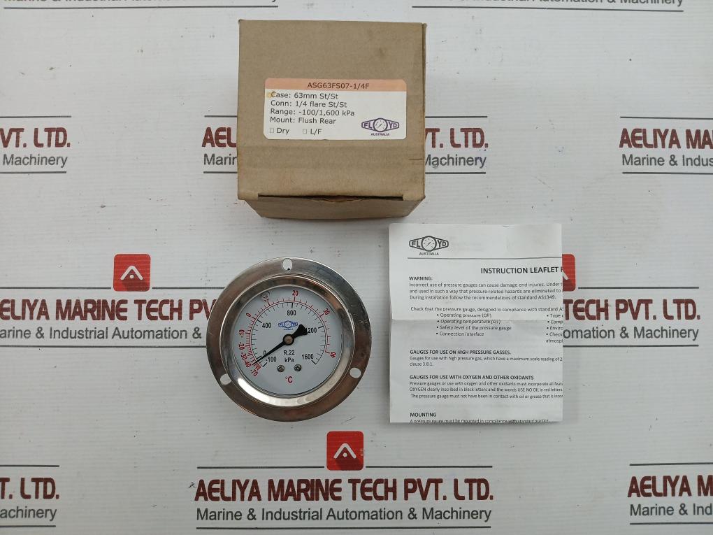 Floyd Australia -100/1,600 Kpa Pressure Gauge Asg63Fs07-1/4F
