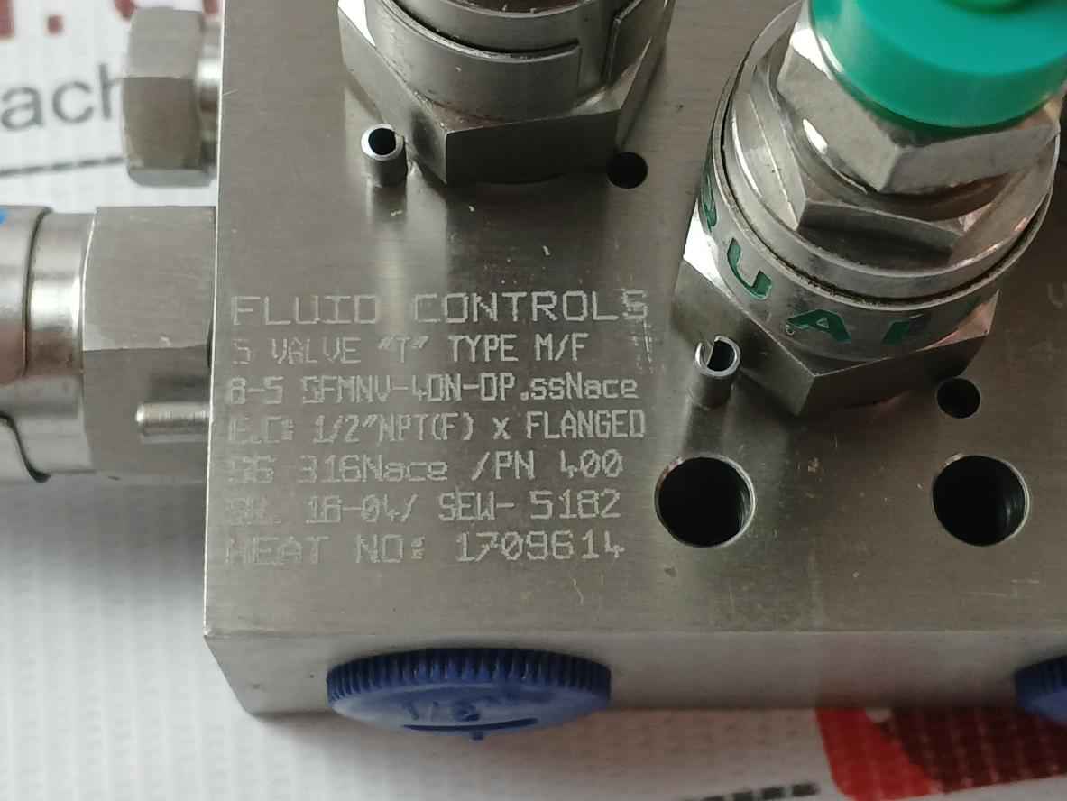 Fluid Controls 8-5 Sfmnv-4Dn-dp.Ssnace 5 Valve Manifold “T” Type M/F Pn400