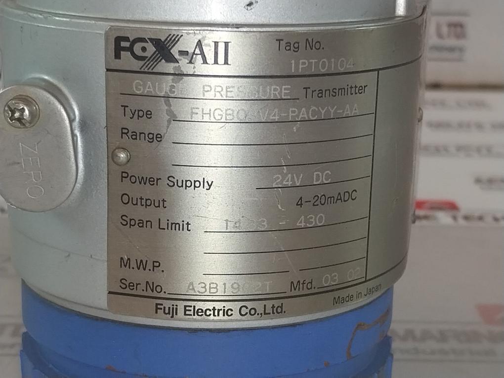 Fuji Electric Fhgb03v4-pacyy-aa Gauge Pressure Transmitter 24vdc