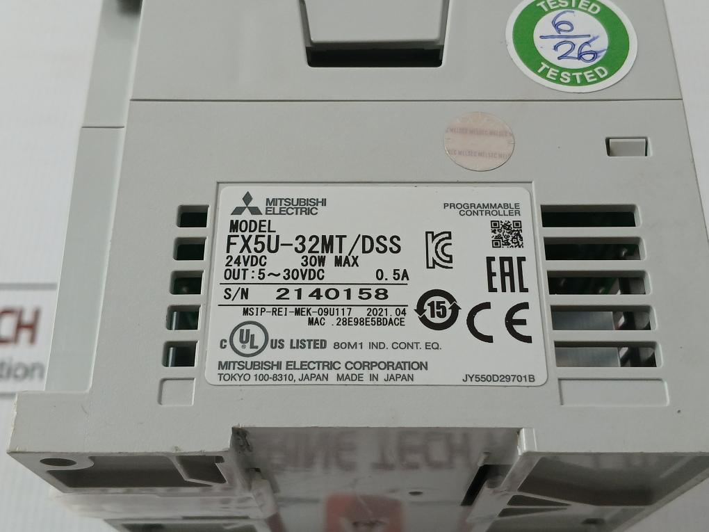 Fx5U-32M Mitsubishi Electric 5-30Vdc 0.5A Plc Controller