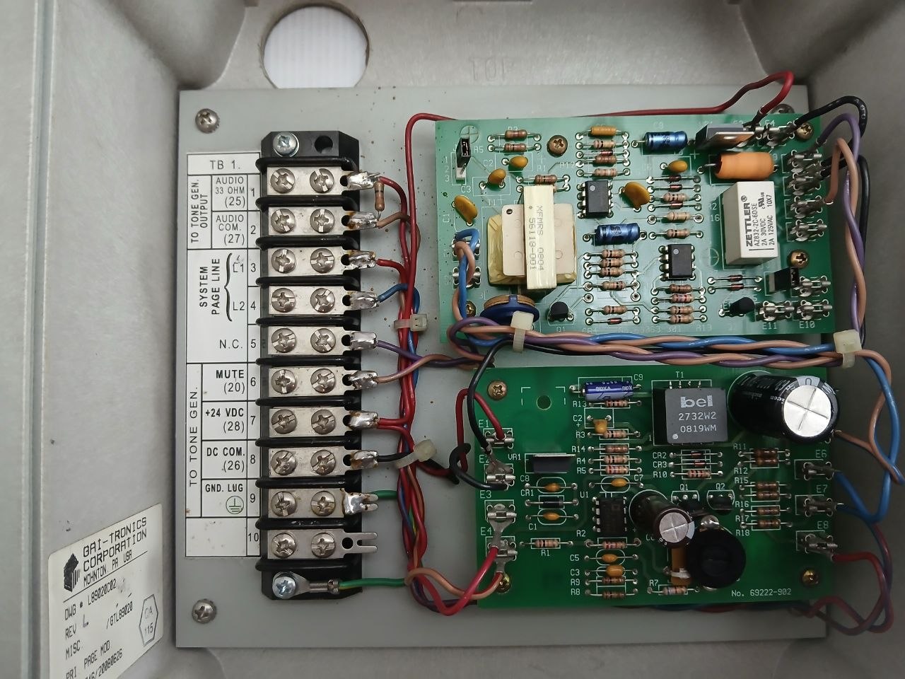 Misc Gtl89020 Primary Page Module Gai-tronics Rev L