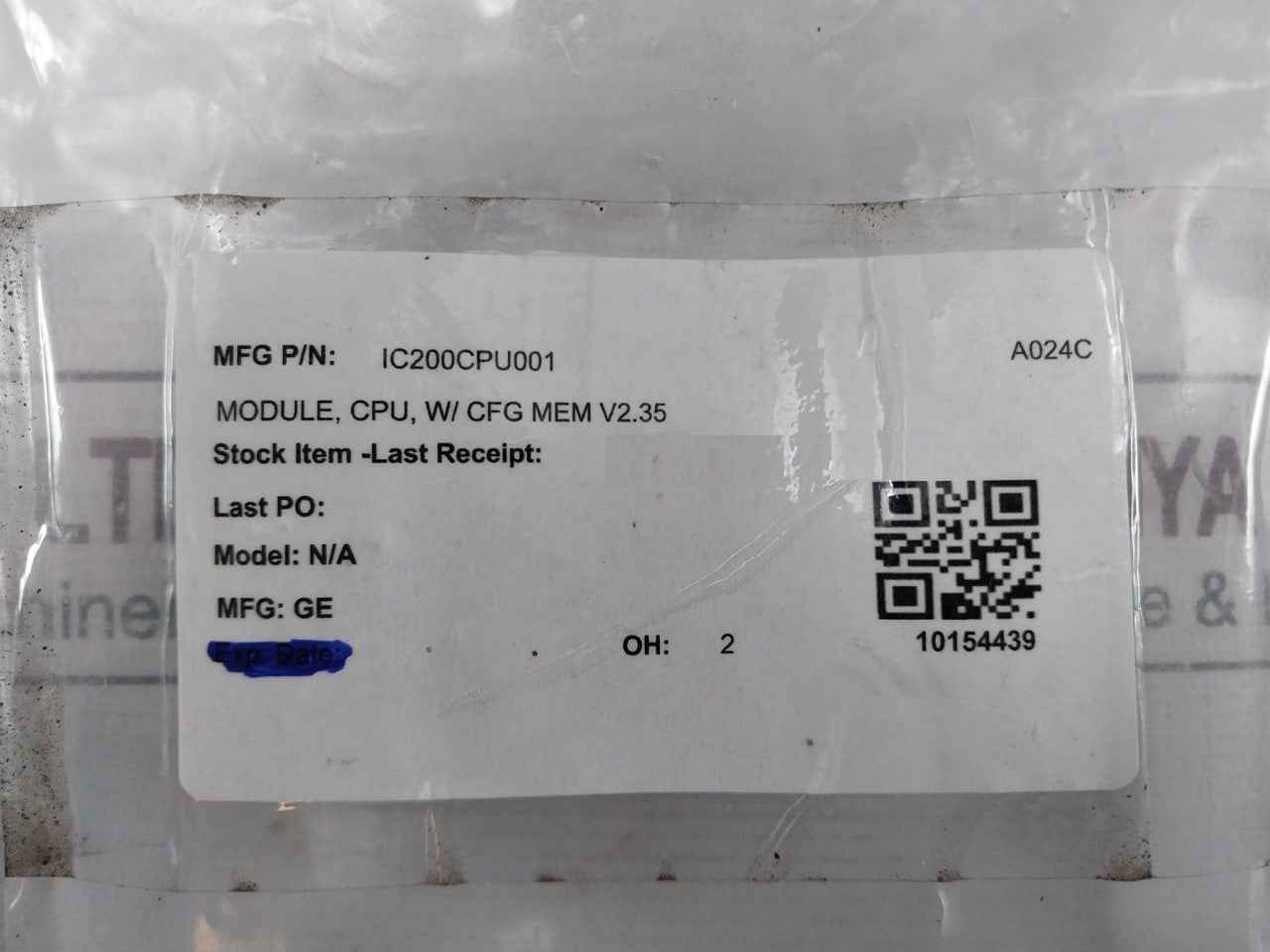 Ge Fanuc Ic200Cpu001-ce Cpu Module Cpu001-ce Rs-232 Rs-485 2.63" X 5.04"