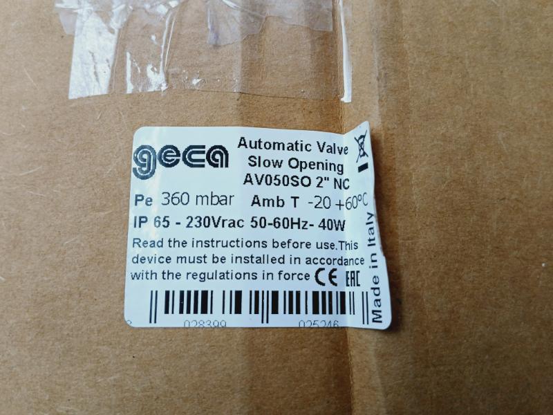 Geca Av050so 2" Automatic Gas Valve 360mbar 230vac 50/60hz 028399 025246