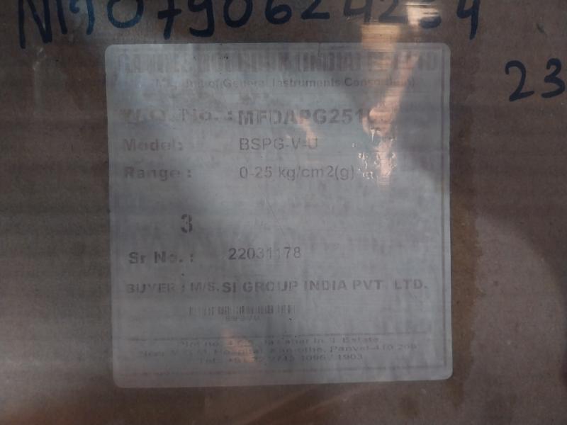 General Bspg-v-u Pressure Gauge Mfdapg25100 0-25 Kg/Cm2 (G)