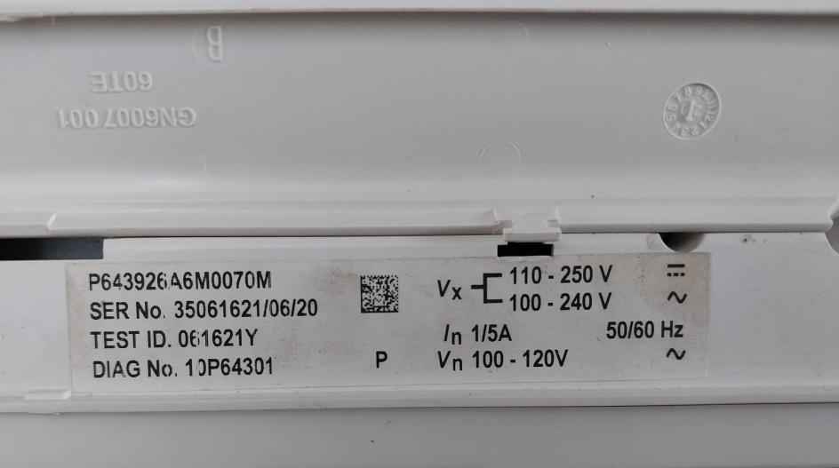 General Electric Transformer Protection Relay 50/60Hz P643926A6M0070M 100-240V
