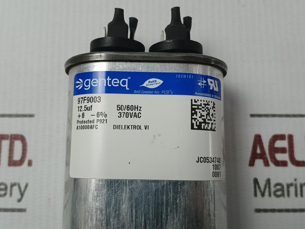 Genteq 97F9003 Motor Run Capacitor 12.5Uf 370Vac