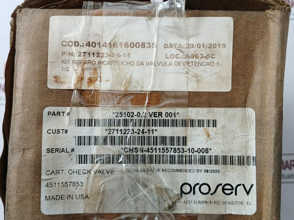 Gilmore 25120-0.2 Cartridge Check Valve Set 2711223-24-11 G288687