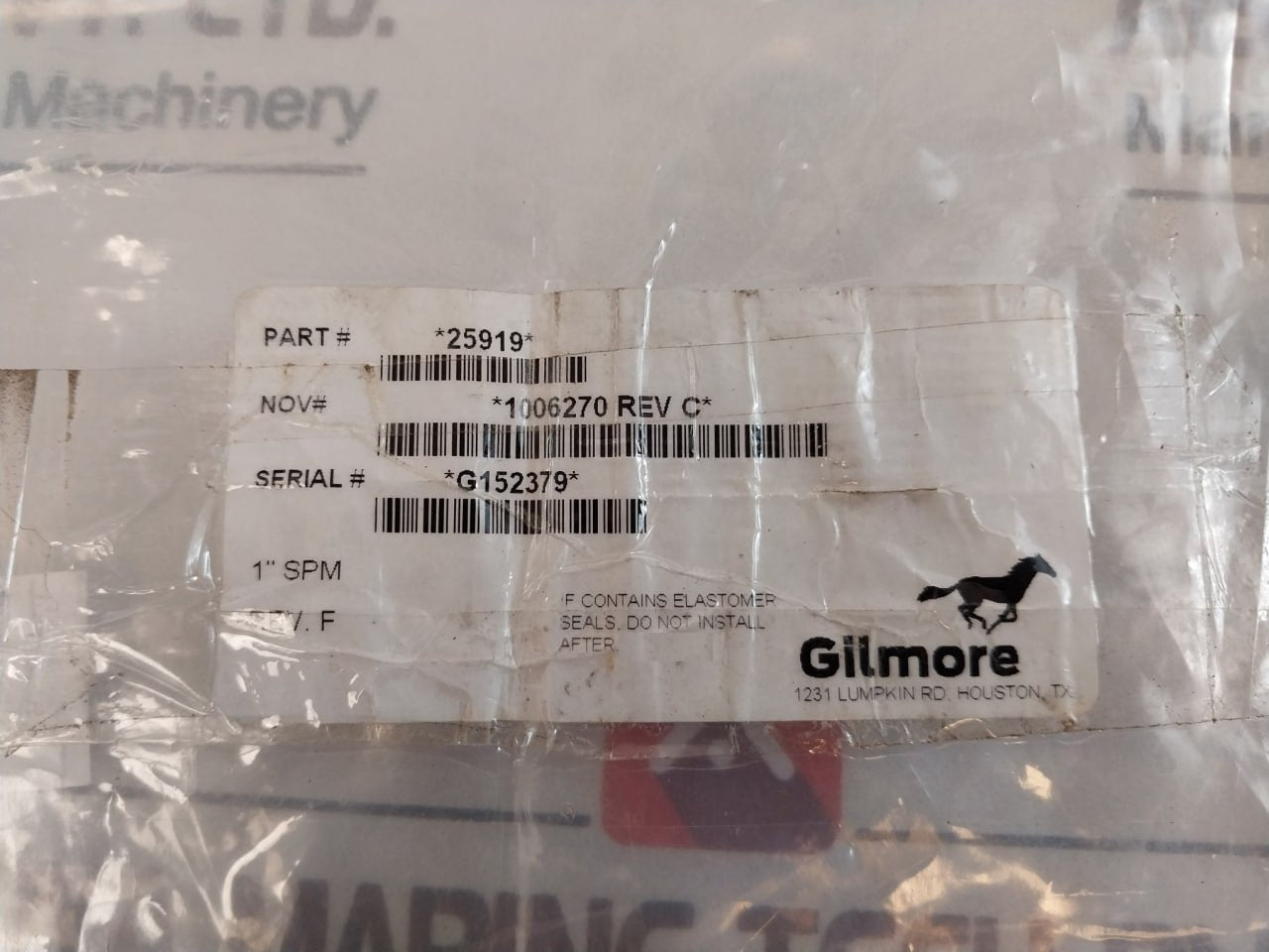 Gilmore 25919 Cartridge Valve 1006497 1” Spm