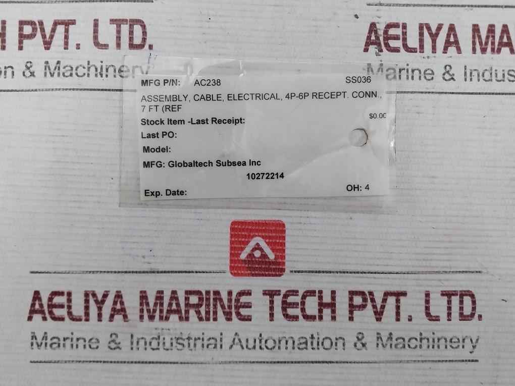 Globaltech Subsea Gta238-7 Electrical Cable Assy 4P-6P 7Ft 2M B10 1/2" Wf 210Psi