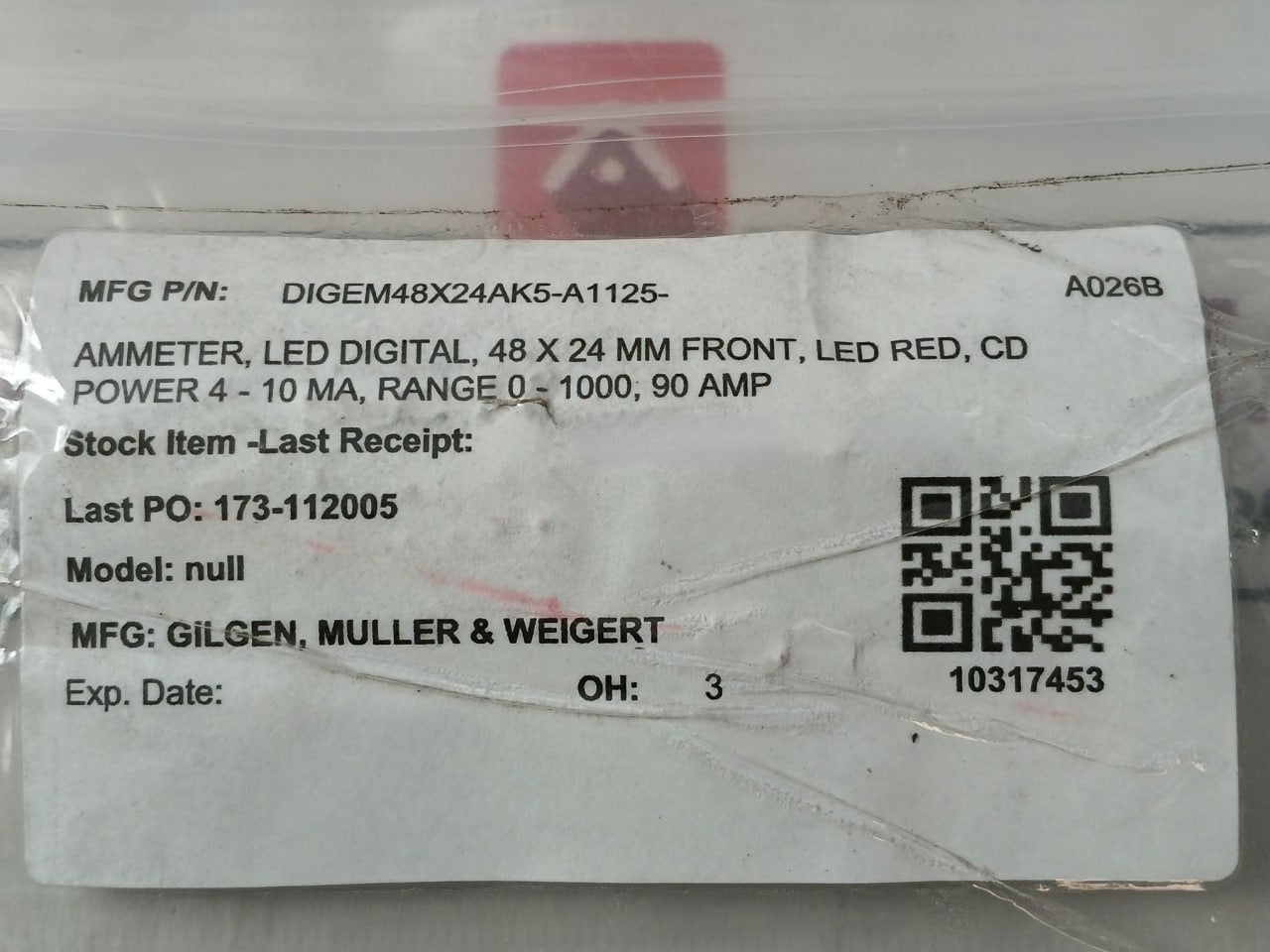 Gmw Digem 48 X 24 Ak5 Digital Panel Meter A1125 Ip 40 24V 4-20Ma 0-100,0 90Amp