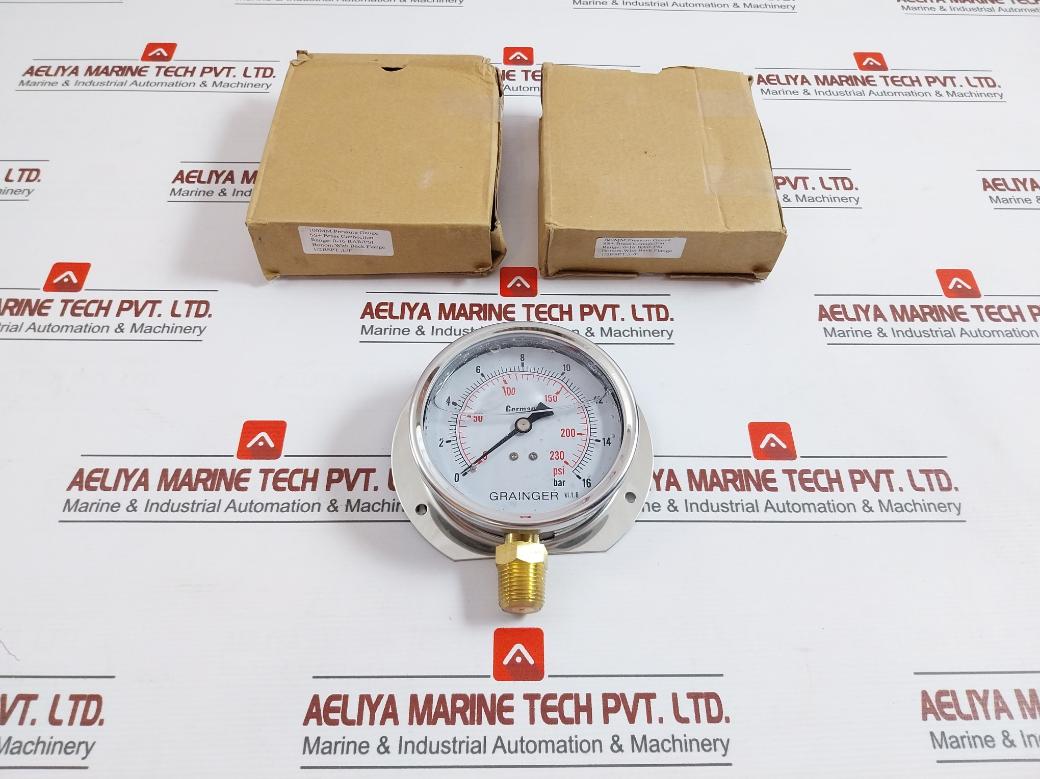 Grainger Kl.1.6 Pressure Gauge 0-230 Psi/0-16 Bar