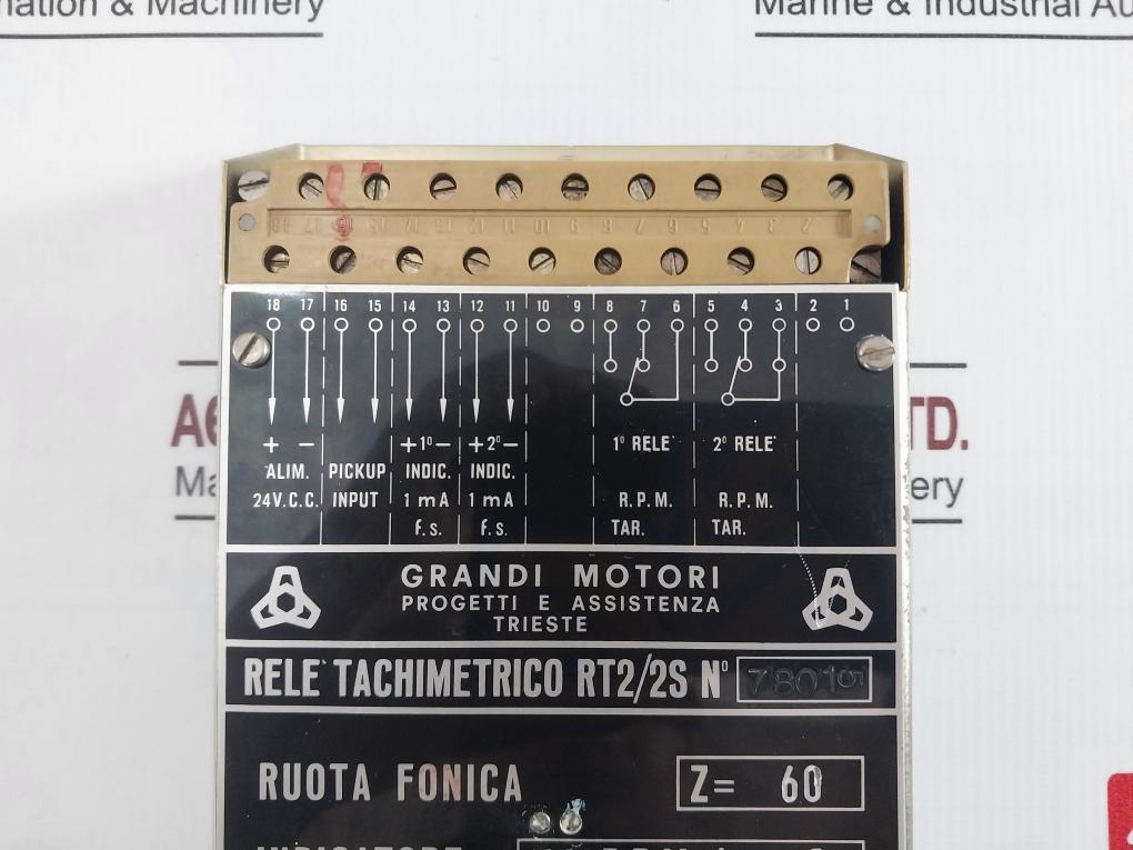 Grandi Motori Rt2/2S Tachometric Relay – Dual Rpm Control 24 Vdc