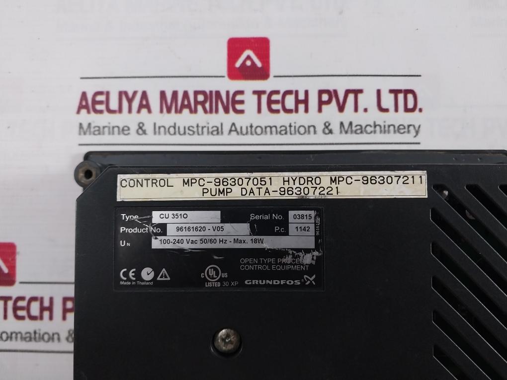 Grundfos Cu 351 Pump Controller Panel 96161620-v05 100-240 Vac 50/60 Hz 18W