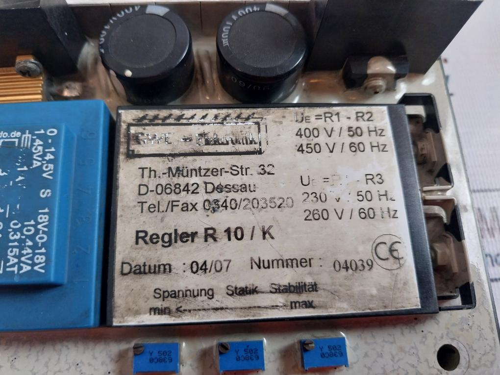 Gwe-elektronik Regler R 10/K Automatic Voltage Regulator 260V/60Hz