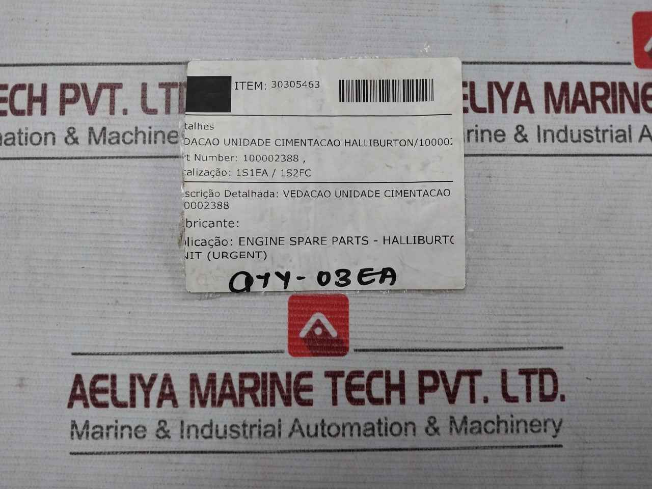 Halliburton 100002388 Seal Rubber Relief Valve Rev B