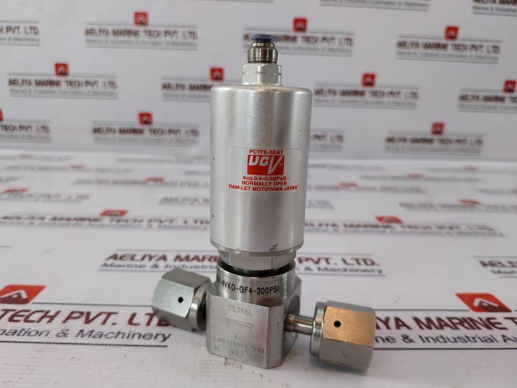 Ham-let Hm20-4Vko-gf4-300Psi Pneumatic Diaphragm Valve 0.4~0.6 Mpag Ss316L Used