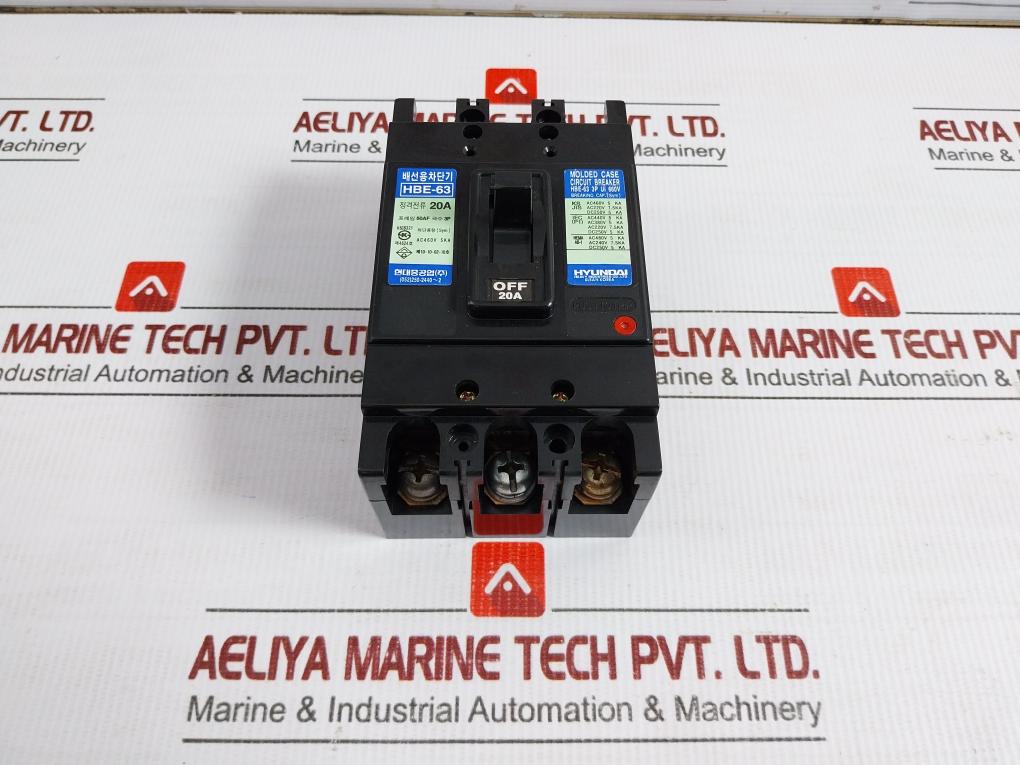 Hbe-63 Hyundai 20A Ac460V 5Ka Ksc8321 3-pole Molded Case Circuit Breaker